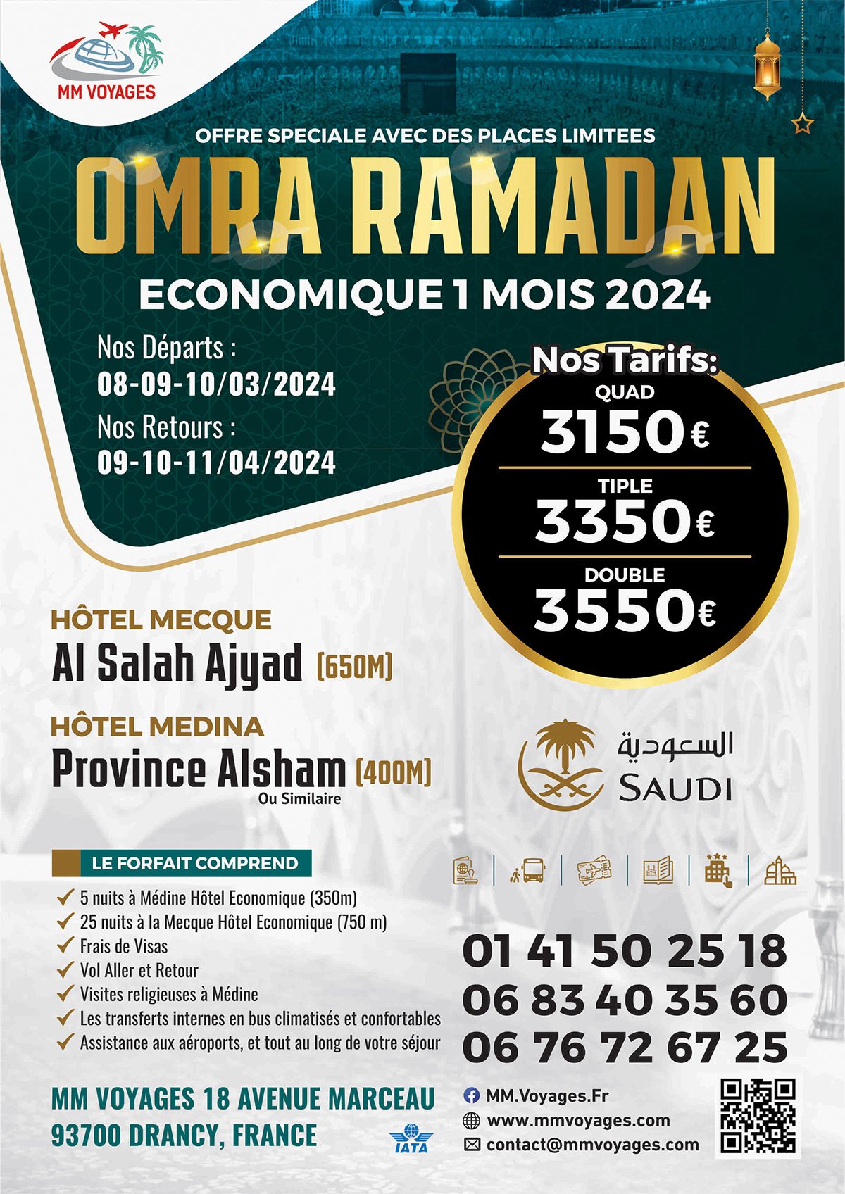 Omra Ramadan Forfait Économique D’un Mois MM Voyages Hajj et Omra